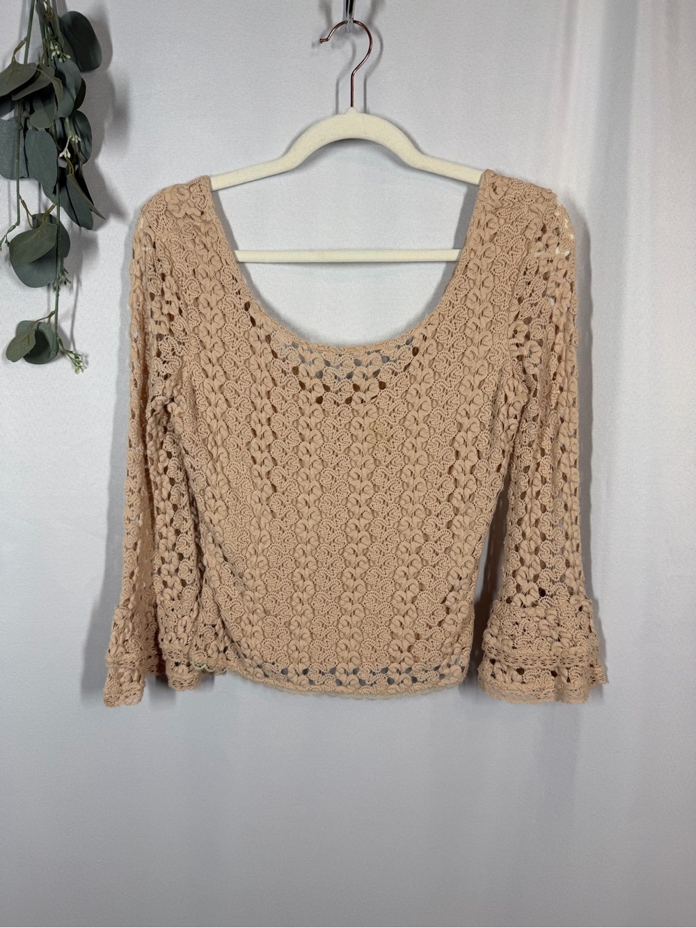 Free People | Rochelle Gypsy Crochet Cream Beige Top Women's Size Medium